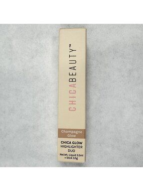 Chica Beauty Champagne Glow Highlighter Duo Liquid and Stick Shimmer Vegan NEW